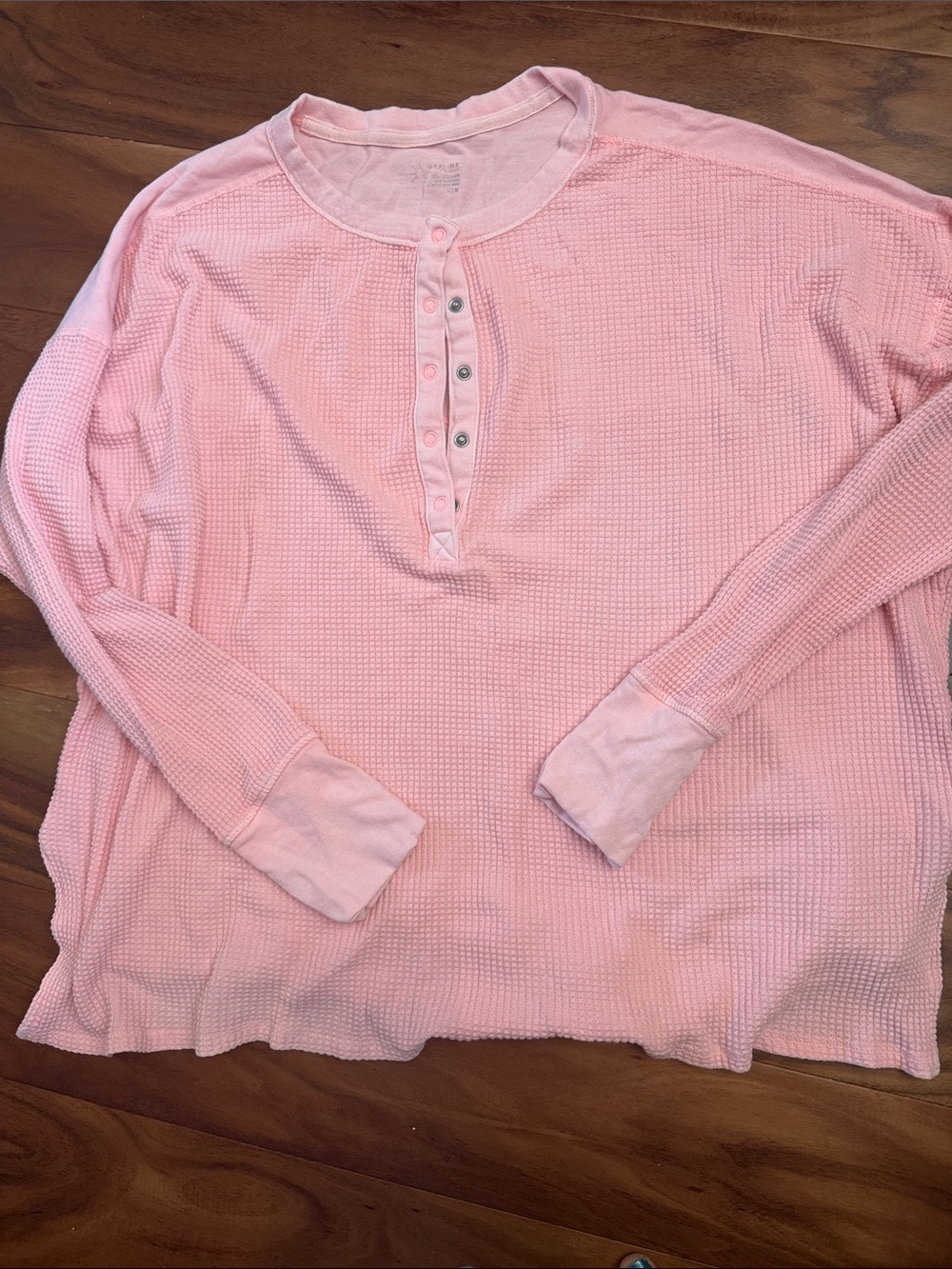 Offline Light neon Pink Waffle Knit Henley Top